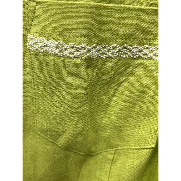 Dress Barn Blouse Womens 16W Green button front linen blend Shoulder pads - Picture 5 of 6